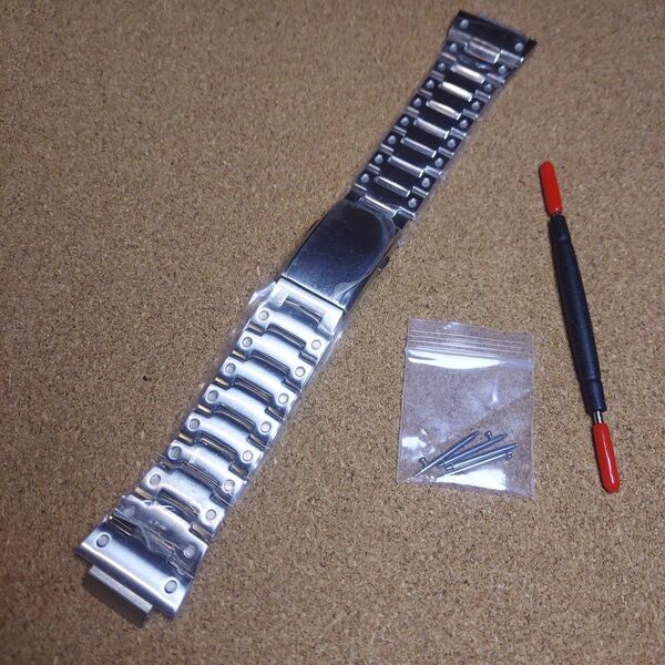 G-SHOCK GW-M5610 DW-5600等 カスタムメタルバンド シルバー ラグ幅16mm バネ棒 交換工具付き