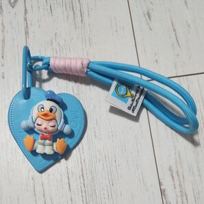 スカルパンダ キーホルダー 水色 ストラップ ハート sp