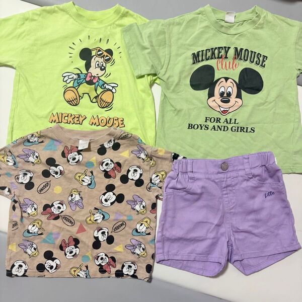 90センチ リトシー フタフタ 半袖Tシャツ 男の子 女の子 ハーフパンツ 半ズボン 子供服 ミッキー ディズニー レトミ