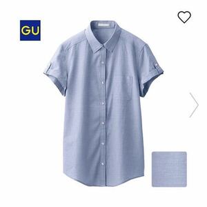 GU/ジーユー ロールアップシャツ 半袖 ブルー 水色 青 Ｓ