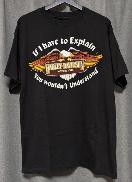 ハーレーダビッドソン Tシャツ 古着 ビンテージ ヴィンテージ L XL 黒 半袖 イーグル ハーレー Harley