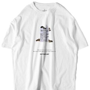 Not Bad Cat NOTBADCAT Tシャツ 半袖 クルーネック 猫 プリント パロディ セブンスター 白 ホワイト
