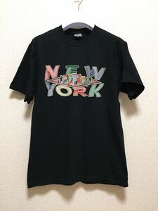 USA古着 JERZEES NEW YORK ニューヨーク スーベニアTシャツ M 黒 プリントTシャツ