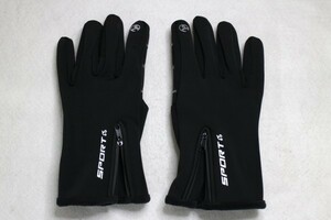 04 00637 * Yobenki outdoor glove L black man and woman use reverse side nappy protection against cold heat insulation glove smartphone correspondence water repelling processing leather [USED goods ]