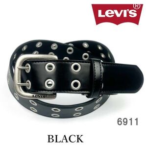 ブラック リーバイス 6911 ダブルピン ベルト 合皮 幅4 メンズ レディース