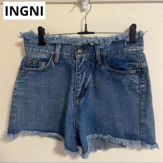 INGNI イング デニムショートパンツ 短パン 切りっぱなし ダメージ加工 M