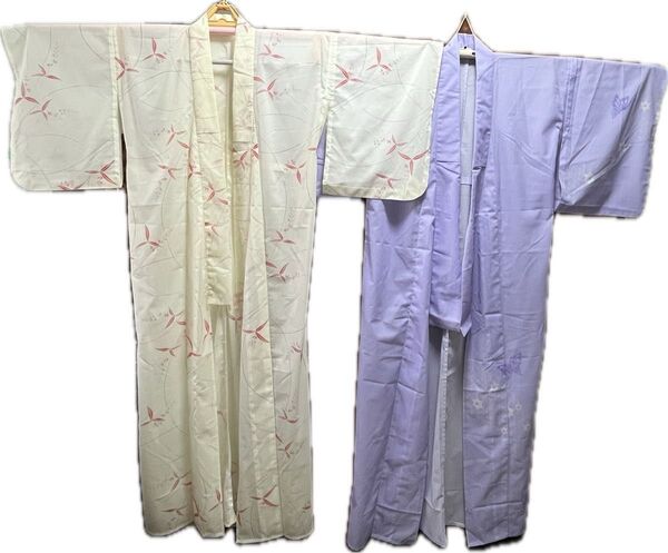 夏着物 絽2枚 ポリエステル 化繊 夏物処分