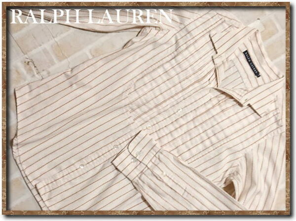 美品！！☆RALPH LAUREN　ラルフローレン　ストライプ長袖シャツ　アイボリー☆