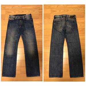 ☆DIESEL／ディーゼル RAYAN サイズW28 USED加工 ビンテージデニムパンツ ジーンズ ドーナツボタン&革パッチ&ジッパー付きポケット 正規品