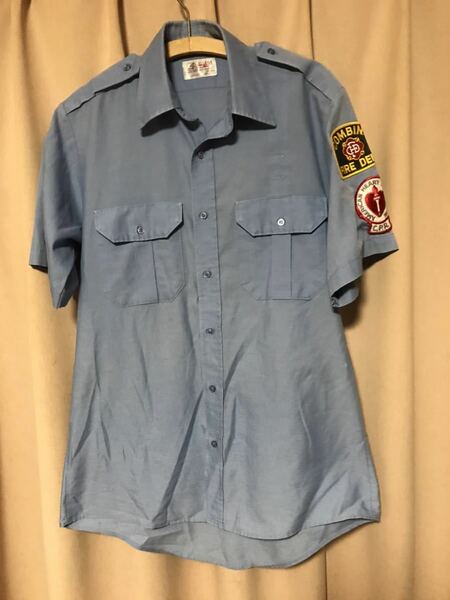 USED 80s RED KAP WORK SHIRT MADE IN USA COMBINE FIRE DEPT. 中古 レッド キャップ ワーク シャツ M/L サイズ アメリカ製 送料無料