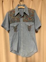 USED 70s WESTERN SHIRT 中古 70's ウエスタン シャツ SIZE 14 1/2 (Sサイズくらい) 送料無料_画像1