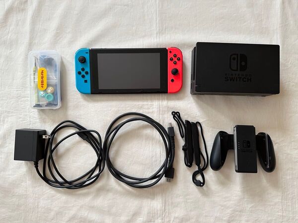 Nintendo Switch 本体 Joy-Con ネオンブルー/レッド 箱、付属品全て完備 スティック修理キット付き
