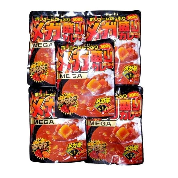ハチ食品 ボリュームたっぷりメガ盛りカレー メガ辛 300g 5袋セット カレーライス MEGA 大容量
