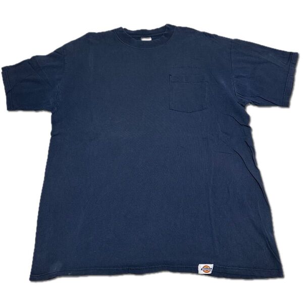 【Used】Dickies ディッキーズ 企業ロゴ クルーネックTシャツ XL 紺 ネイビー 古着