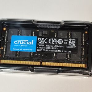 Crucial CT32G56C46S5 ノートPC用 メモリ SODIMM DDR5-5600 32GB x1枚