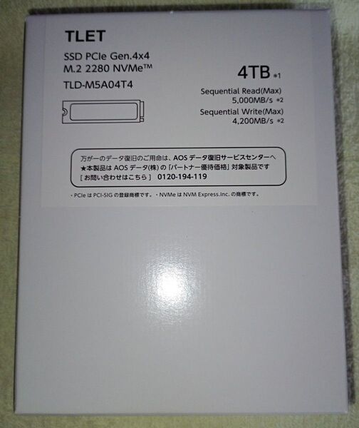 東芝エルイートレーディング(TLET) 内蔵SSD 4TB PCle Gen4x4 M.2 2280 TLD-M5A04T4