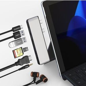 Surface Pro 9/11/10/X対応 USBハブドッキングステーション 4K HDMI出力 シルバー
