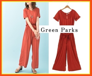 オールインワン☆彡５３８9円☆新品☆テラコッタ色☆グリンパークス☆ロールアップ5分袖　コンビ Green Parks