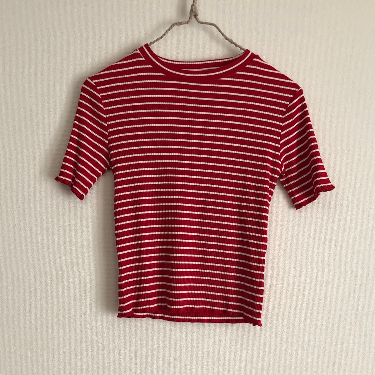 美品！GU ジーユー★ボーダーカットソー★半袖 赤白 サイズS