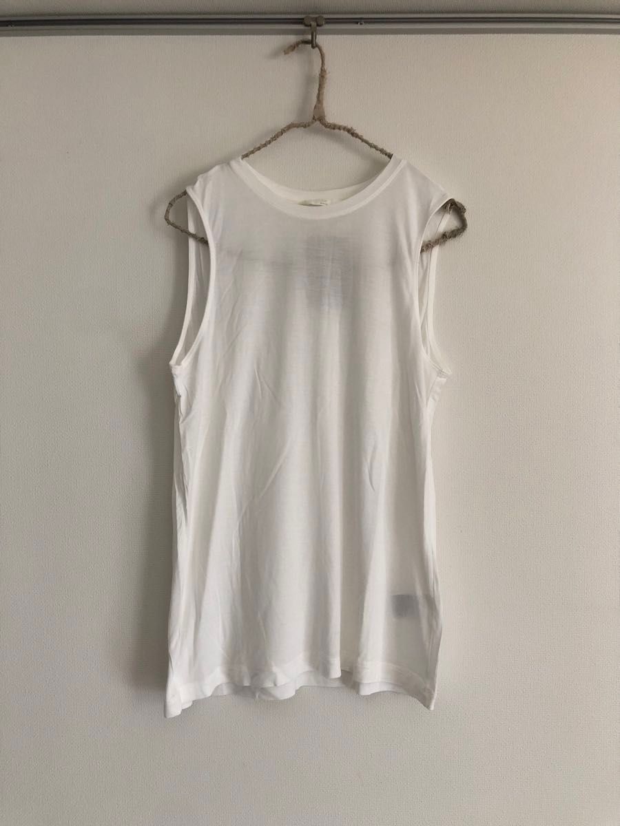 新品未使用！H&M エイチアンドエム★ノースリーブカットソー チュニック丈★サイズS 白 ホワイト