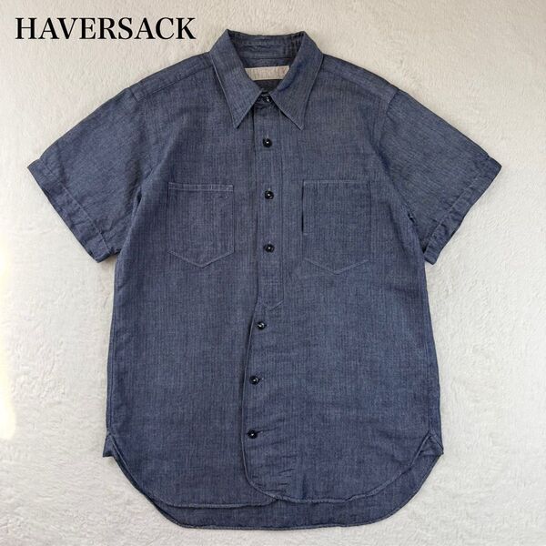 HAVERSACK ハバ―サックコットン リネン 半袖シャツチンストラップ ヘリンボーンMサイズBSHOP
