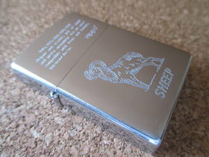 ZIPPO 『Sheep シープ アモン角 羊』2005年12月製造 シルバー サテン ヘアライン 山羊 十二支 干支 オイルライター ジッポー 廃版激レア