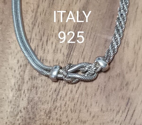 シルバー925 チェーンブレスレット ブレスレット ヴィンテージ アンティーク ノット イタリア製 ITALY ロープ
