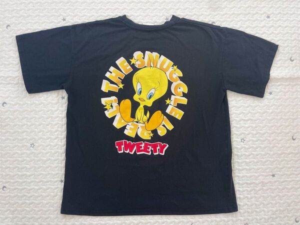 ルーニーテューンズ トゥイーティー 半袖 Tシャツ M ワンポイント刺繍 黒 ワーナーブラザーズ 古着 ユニセックス