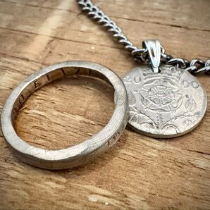 イギリス硬貨 20ペンス コインリング・ネックレストップセット