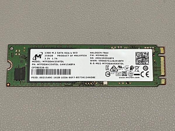 【2807時間】Micron SSD 256GB 1300 M.2 2280 SerialATA SATA