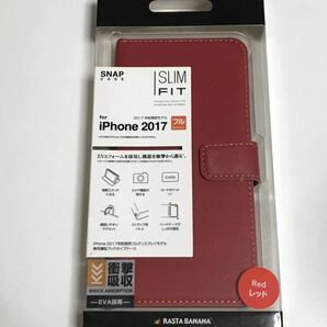 匿名送料込み iPhoneX用カバー 手帳型ケース レッド RED 赤色 SLIM FIT 新品iPhone10 アイホンX アイフォーンX/FM1