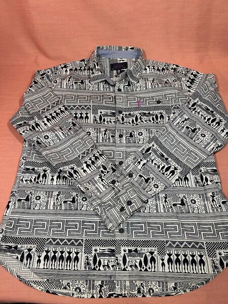 ミシカ MISHKA 長袖 ボタンシャツ 壁画 総柄 L
