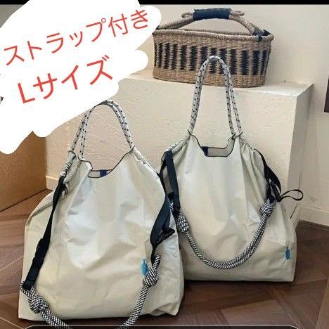 ブルーボトルコーヒー ボール&チェーン エコバッグ Lサイズ 新品 大容量 ストラップ付き