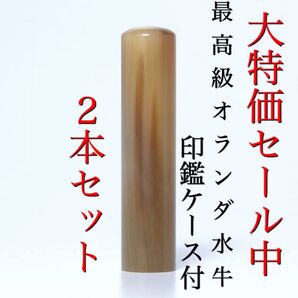 【セール中】オランダ水牛 印鑑 2本セット ケース付