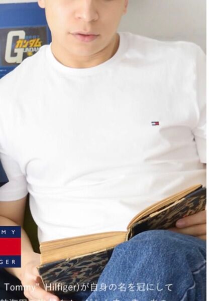 【美品】TOMMY HILFIGER トミーヒルフィガー ワンポイント ロゴTシャツ 170 メンズMレディースL 白 ホワイト