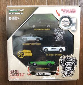 激レア 未開封 Gas Monkey Garage Hollywood Film Reels Limited Edition 4 Car Collector's Set Dodge Chevy Ford 缶ケース付き 絶版