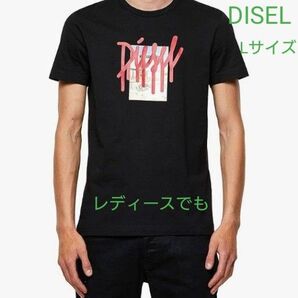 DISEL 黒デザインTシャツLサイズ Y2K レディースでもどうぞ