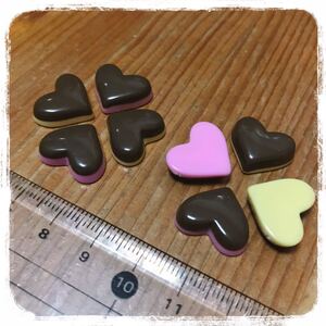【ハートプリンチョコ 8個】デコパーツ ハンドメイド ミニチュア