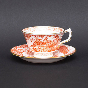  Royal * Crown * Dubey red ei screw cup & saucer * gold paint peel off 