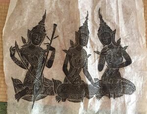 タイ版画　(型押し)ポスター　タイ　版画　仏教画　民族画　マッサージ