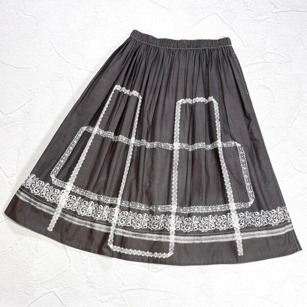 ☆美品☆2014 トリココムデギャルソン レースプリント ギャザー スカート tricot COMME des GARCONS 綿