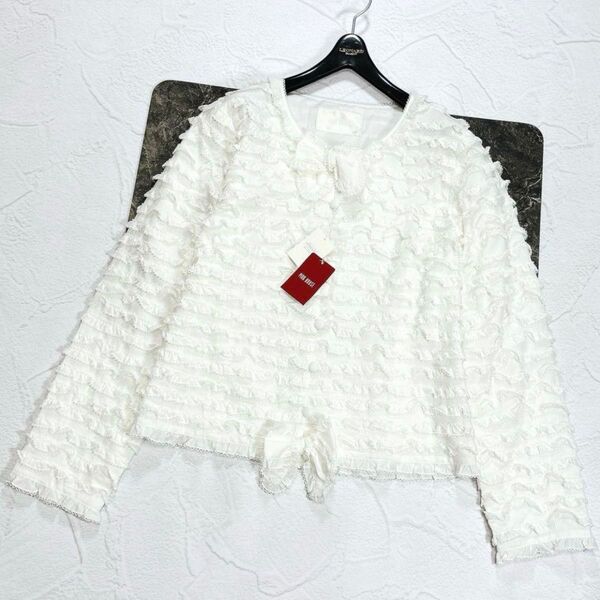 ☆タグ付き☆2024年 ピンクハウス ローンフリルジャケット 総ピコフリル リボン PINK HOUSE くるみボタン 洗える 3