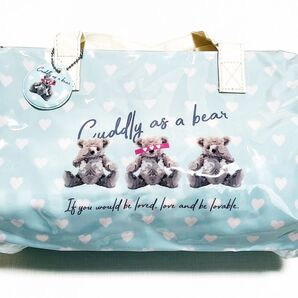 クーポン使える【未使用タグ付き】ロールビーチバッグ ニシオ ネームプレート ポリエステル クマ パステルブルー