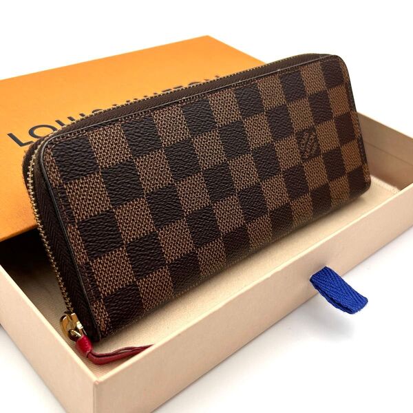 LOUIS VUITTON ルイヴィトン ダミエ 長財布 ポルトフォイユ クレマンス レディース ラウンドファスナー ブラウン