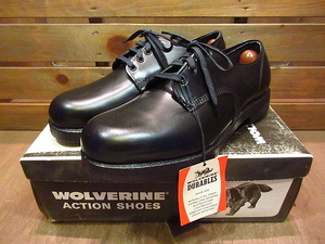  Vintage 70's80's*DEADSTOCK WOLVERINE plain tu shoes black 10E*200820n3-m-dshs-28cm 1970s1980s dead stock leather shoes post man 