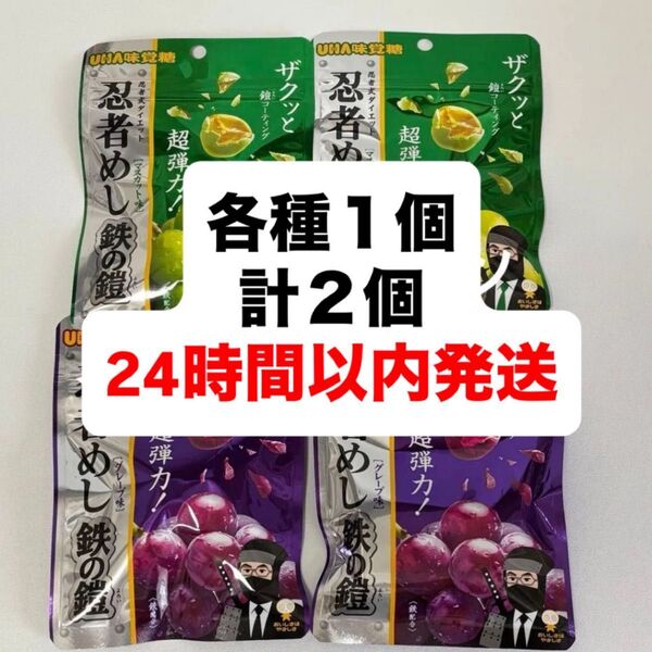 忍者めし 鉄の鎧 マスカット味 グレープ味 グミ UHA味覚糖 各種1個 計2袋 新品未開封
