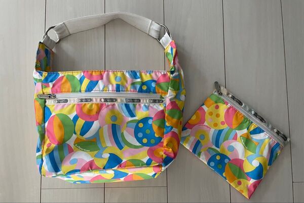 LeSportsac レスポートサック ショルダーバッグ ポーチ 2点セット マルチカラー