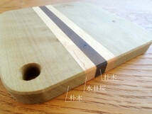 【セラミック撥水仕上げ】可愛い♪寄木のミニまな板、鍋敷き 「抹茶サンド」_画像2
