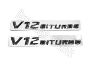 ベンツ W215 W216 W220 W221 R230 エンブレム V12 BITURBO 左右セット S65 CL65 SL55 SL63 SL65 AMG SL500 他 2218171815 新品 優良社外品