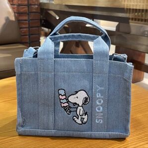 【新品未使用】スヌーピー 刺繍デニムショルダーバッグ